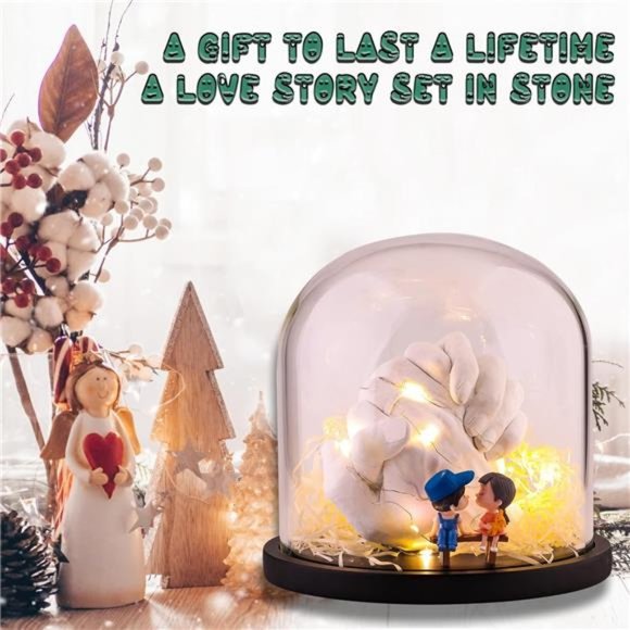 Hand Casting Kit - DIY Hand Plaster Mold Kit, with String Lights, Wooden Base - Picture 3 of 6